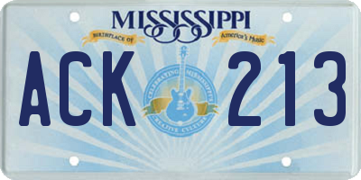 MS license plate ACK213