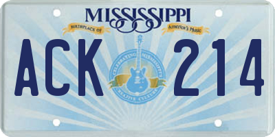 MS license plate ACK214