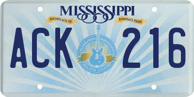 MS license plate ACK216