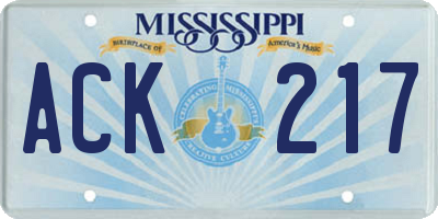 MS license plate ACK217