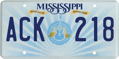MS license plate ACK218