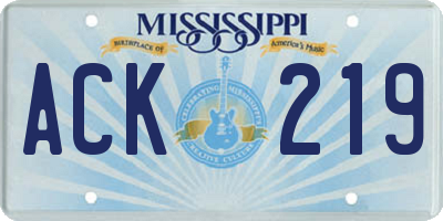 MS license plate ACK219