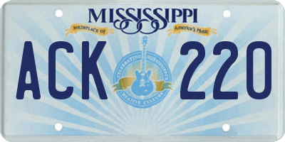 MS license plate ACK220