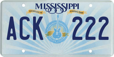MS license plate ACK222