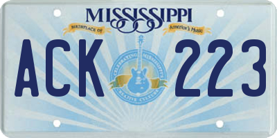 MS license plate ACK223