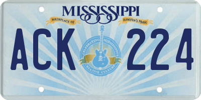 MS license plate ACK224