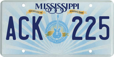 MS license plate ACK225
