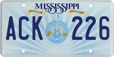 MS license plate ACK226