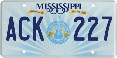 MS license plate ACK227