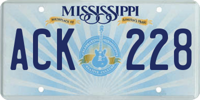 MS license plate ACK228