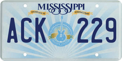 MS license plate ACK229