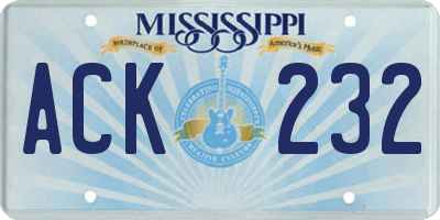 MS license plate ACK232