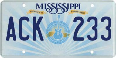 MS license plate ACK233