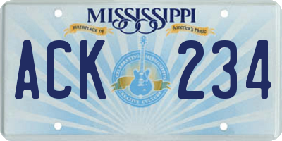MS license plate ACK234