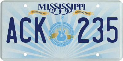 MS license plate ACK235