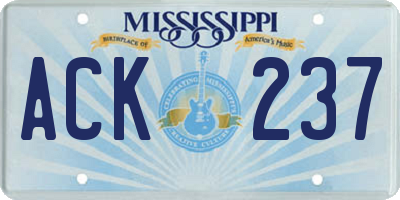 MS license plate ACK237
