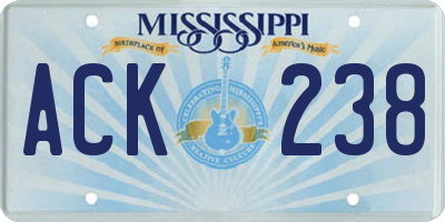 MS license plate ACK238