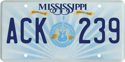 MS license plate ACK239