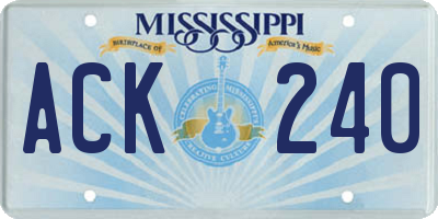 MS license plate ACK240