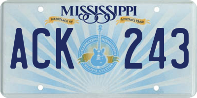 MS license plate ACK243