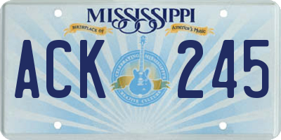 MS license plate ACK245