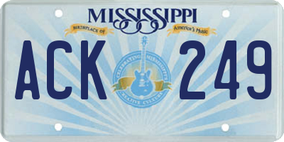MS license plate ACK249