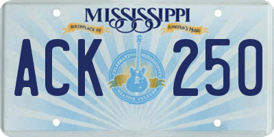 MS license plate ACK250