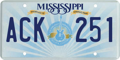 MS license plate ACK251