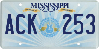 MS license plate ACK253