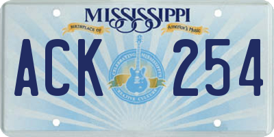 MS license plate ACK254