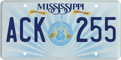 MS license plate ACK255