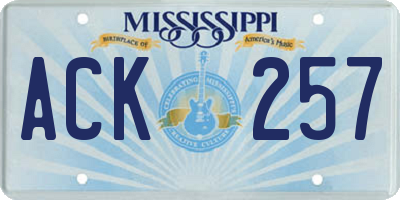 MS license plate ACK257