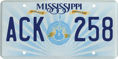 MS license plate ACK258