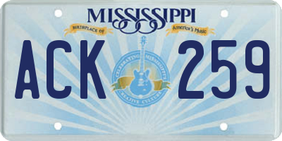MS license plate ACK259