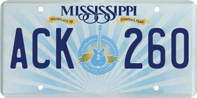 MS license plate ACK260