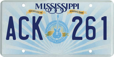 MS license plate ACK261