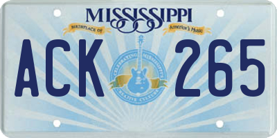 MS license plate ACK265