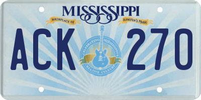 MS license plate ACK270