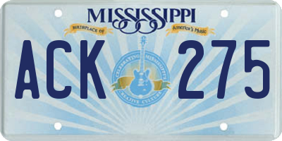 MS license plate ACK275
