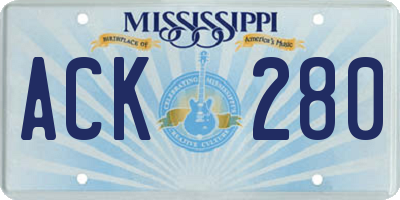 MS license plate ACK280