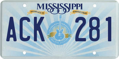 MS license plate ACK281