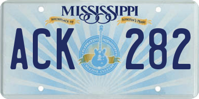 MS license plate ACK282