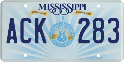 MS license plate ACK283