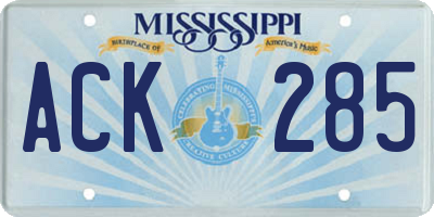 MS license plate ACK285
