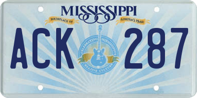 MS license plate ACK287