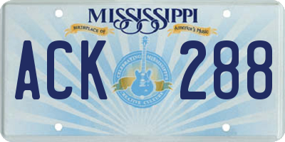 MS license plate ACK288