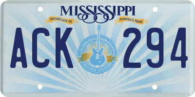 MS license plate ACK294