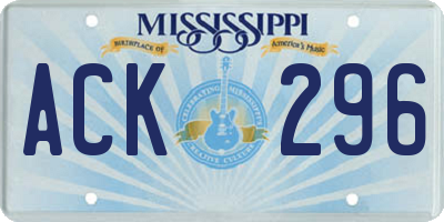 MS license plate ACK296