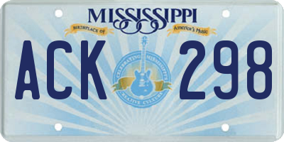 MS license plate ACK298
