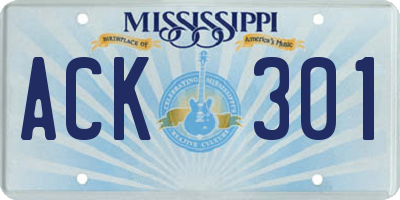MS license plate ACK301